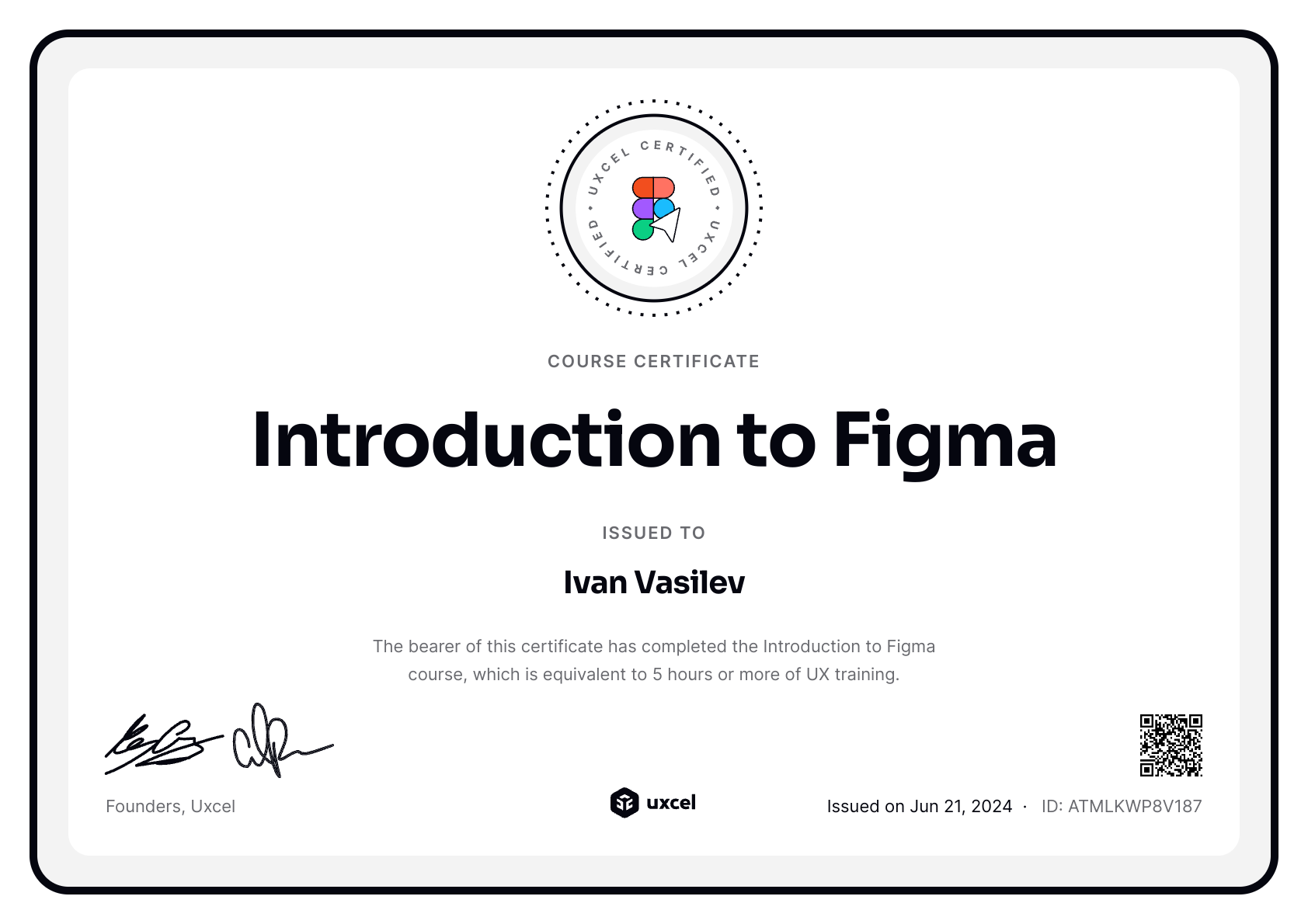 Ivan Vasilev's certificate